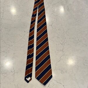 Ben Silver Classic Brown and Navy Striped Tie